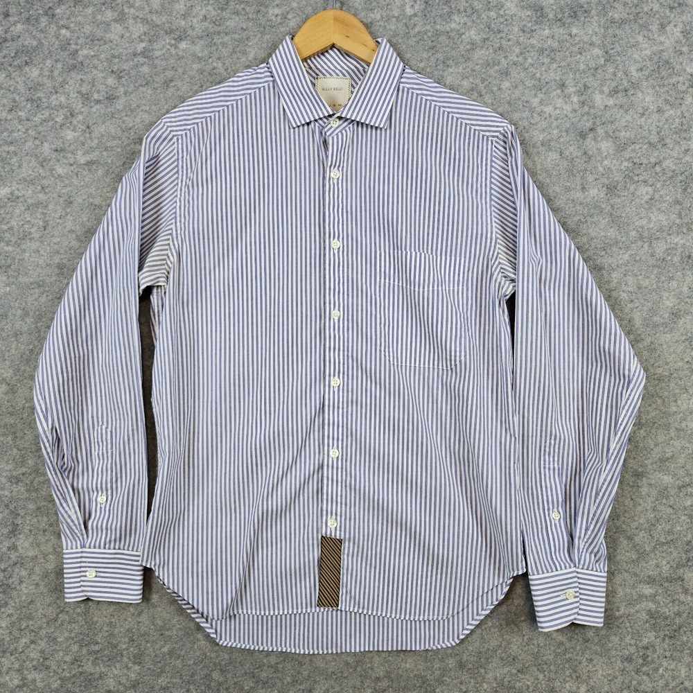 Billy Reid Men's Purple & White Striped Size S Dress Shirt 100% Cotton‎ STAINS